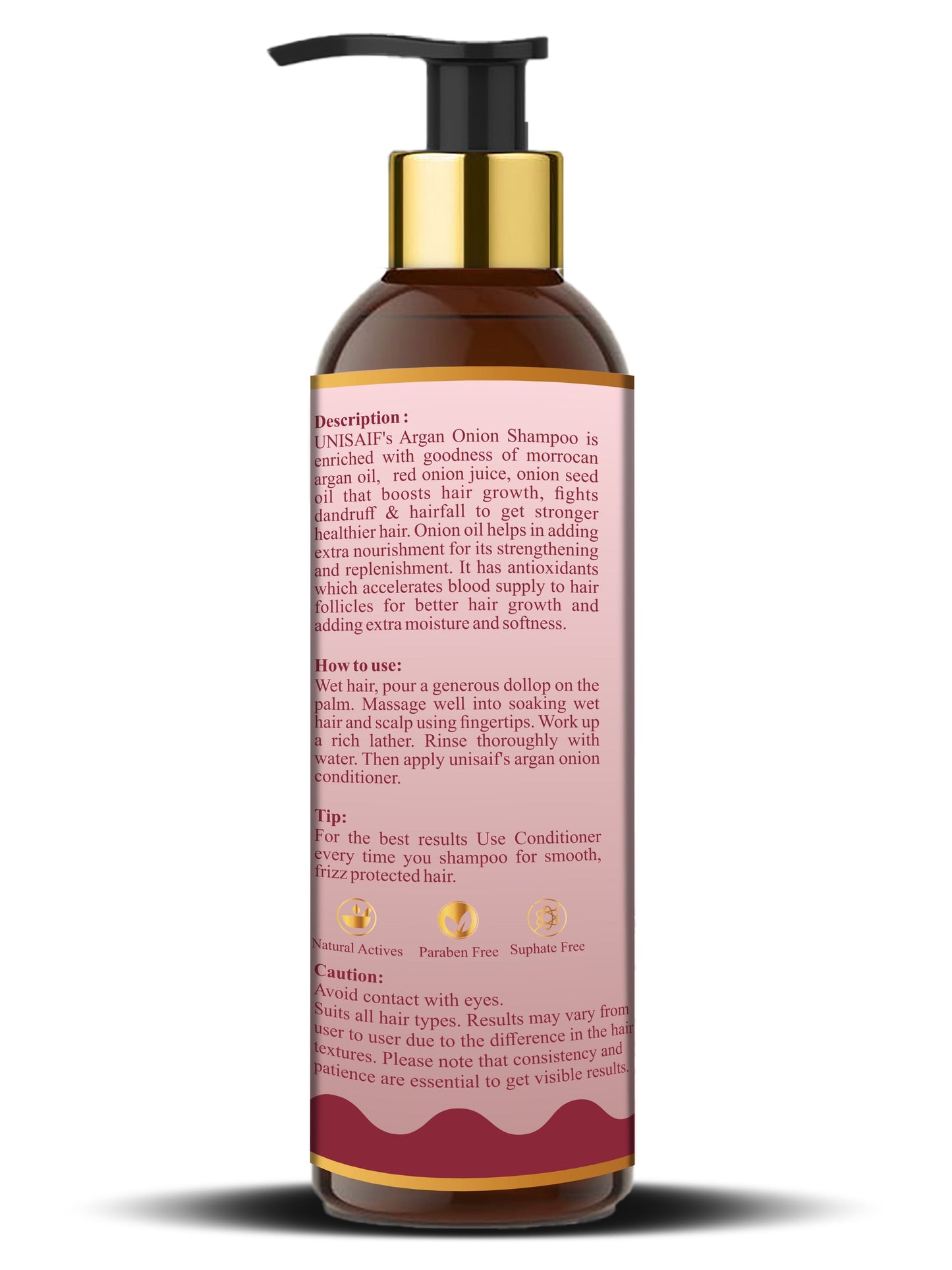 Argan Onion Organic Shampoo (200ml) For Extreme Hair Fall & Dandruff | Reduces Hair loss| Improves Shine| NO SULPHATE | NO PARABEN