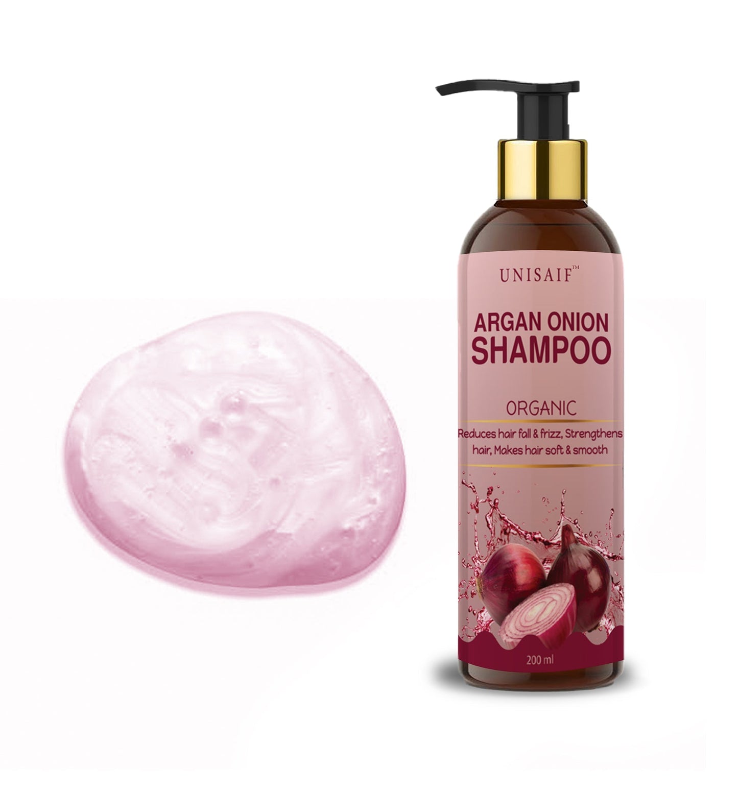 Argan Onion Organic Shampoo (200ml) For Extreme Hair Fall & Dandruff | Reduces Hair loss| Improves Shine| NO SULPHATE | NO PARABEN